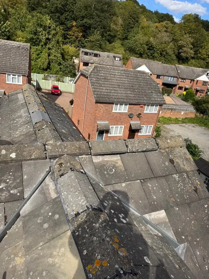 Aged roof showing wear from above