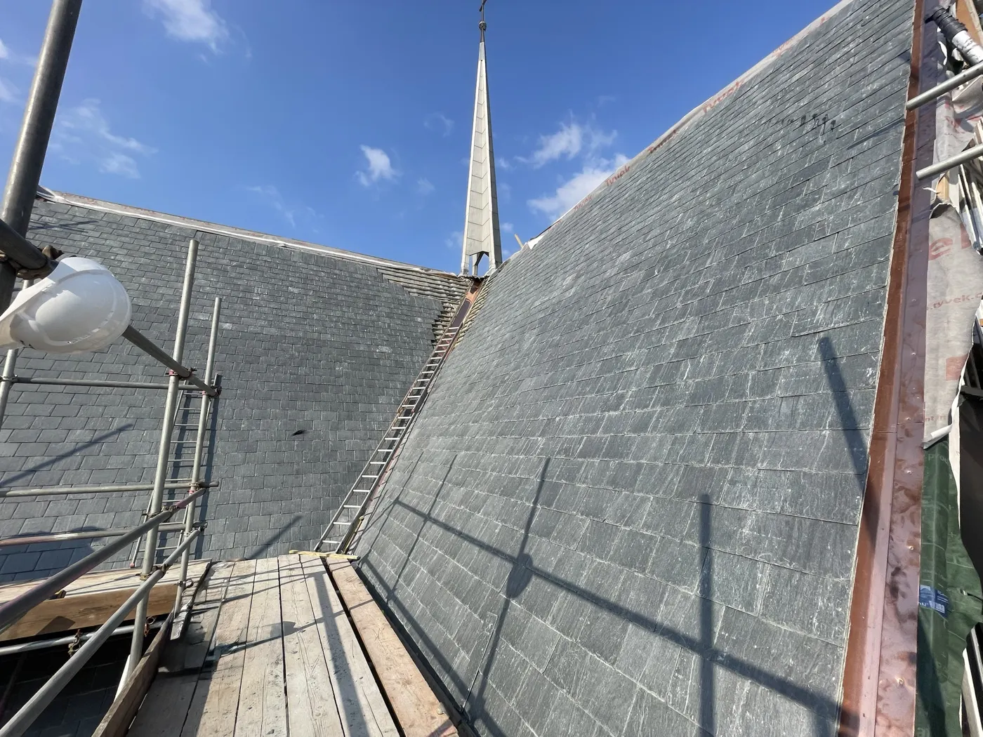 Natural slate spire re-slate - Chichester University chapel