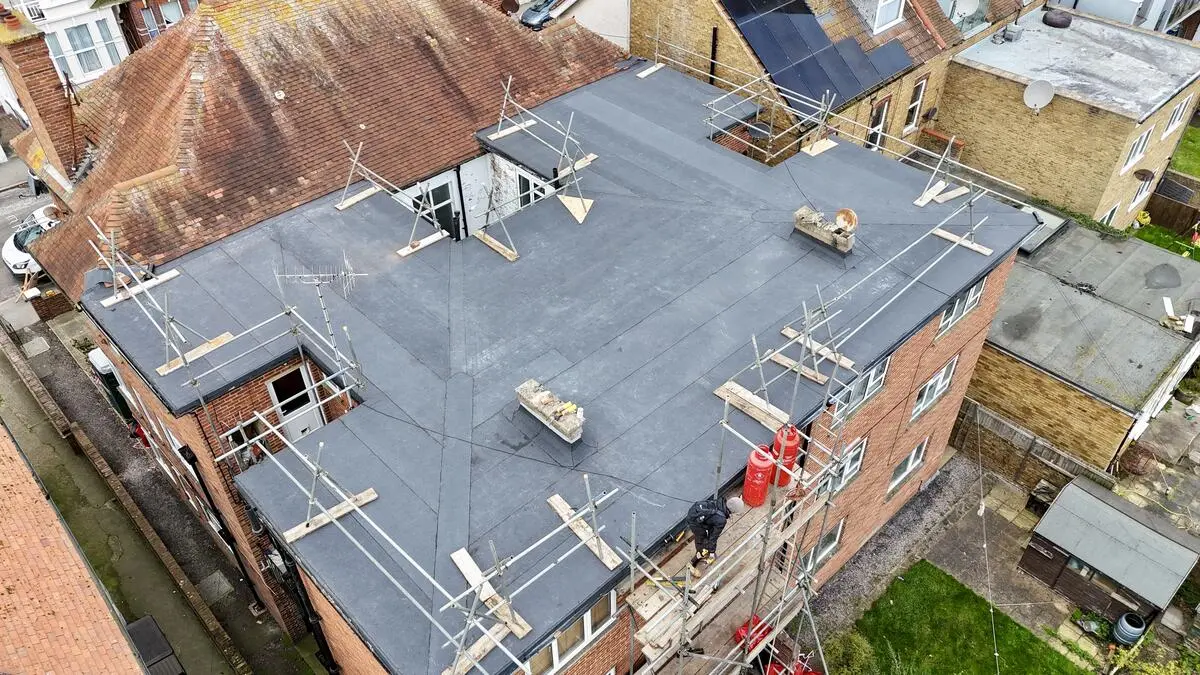 Large commercial flat roof - aerial view