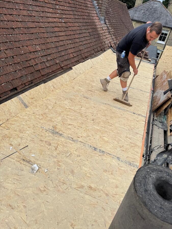 OSB deck preparation before felt installation