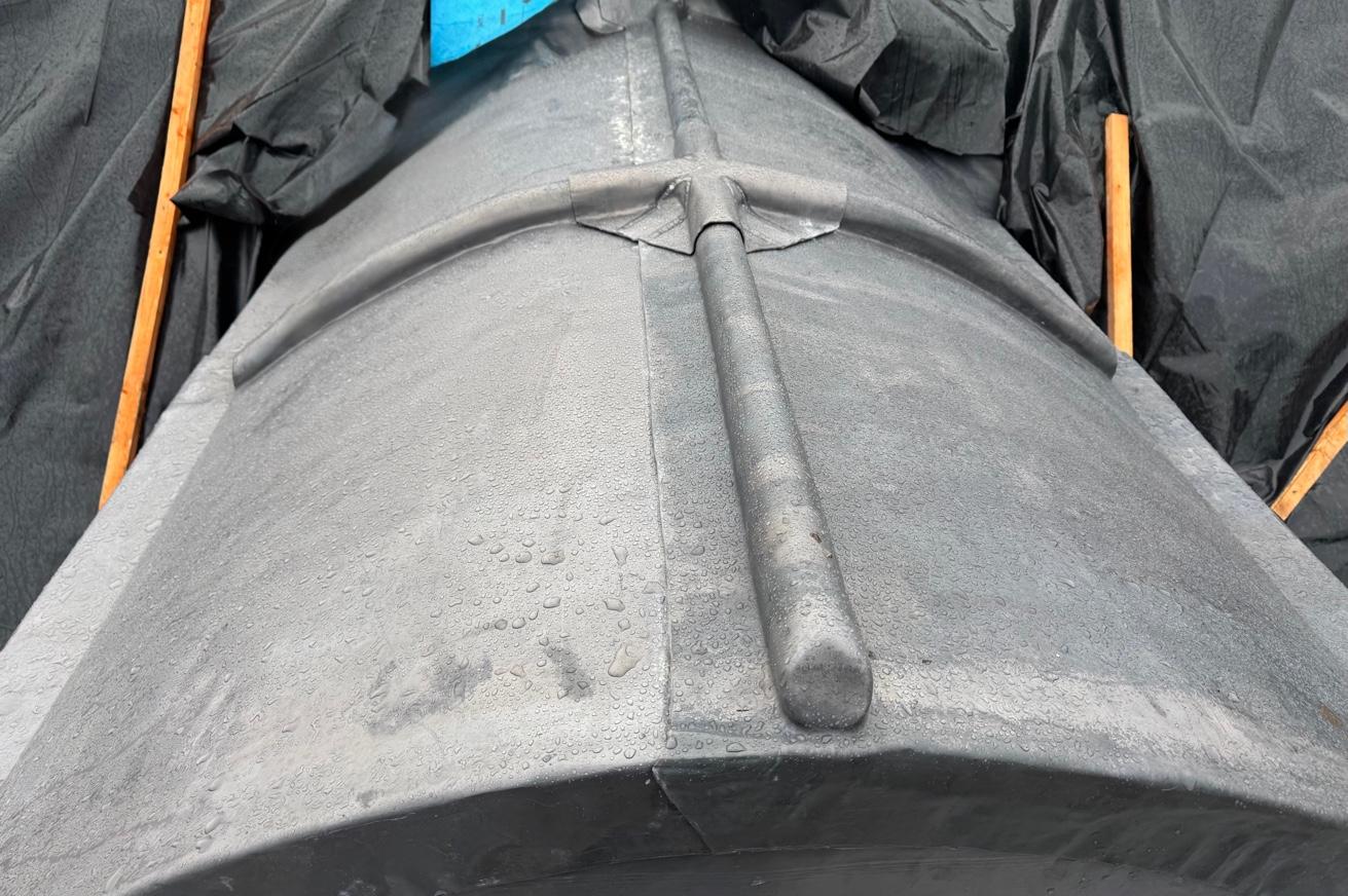 Lead dormer ridge — rain beading detail