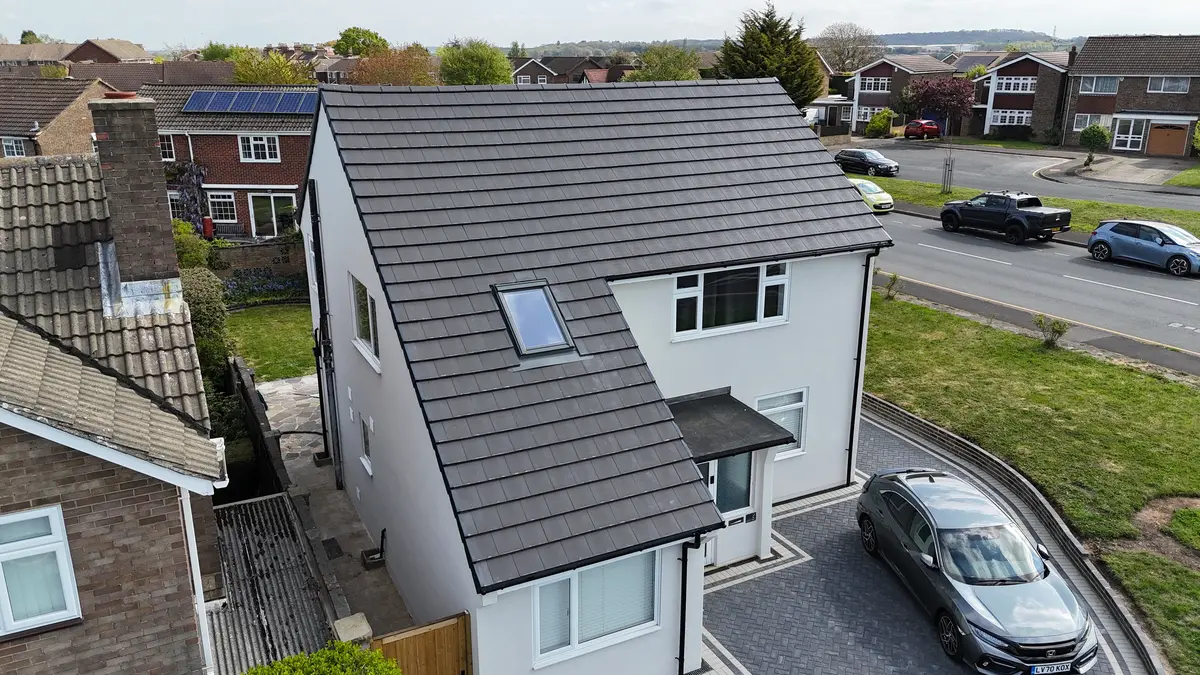 Completed new build roof with Velux window by IKON Roofing