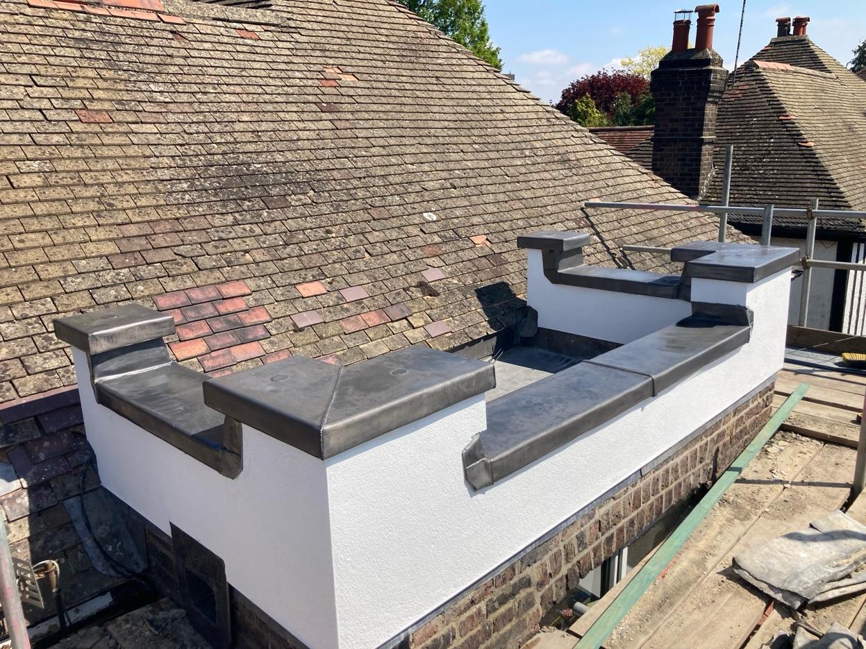 Lead parapet capping and flashings