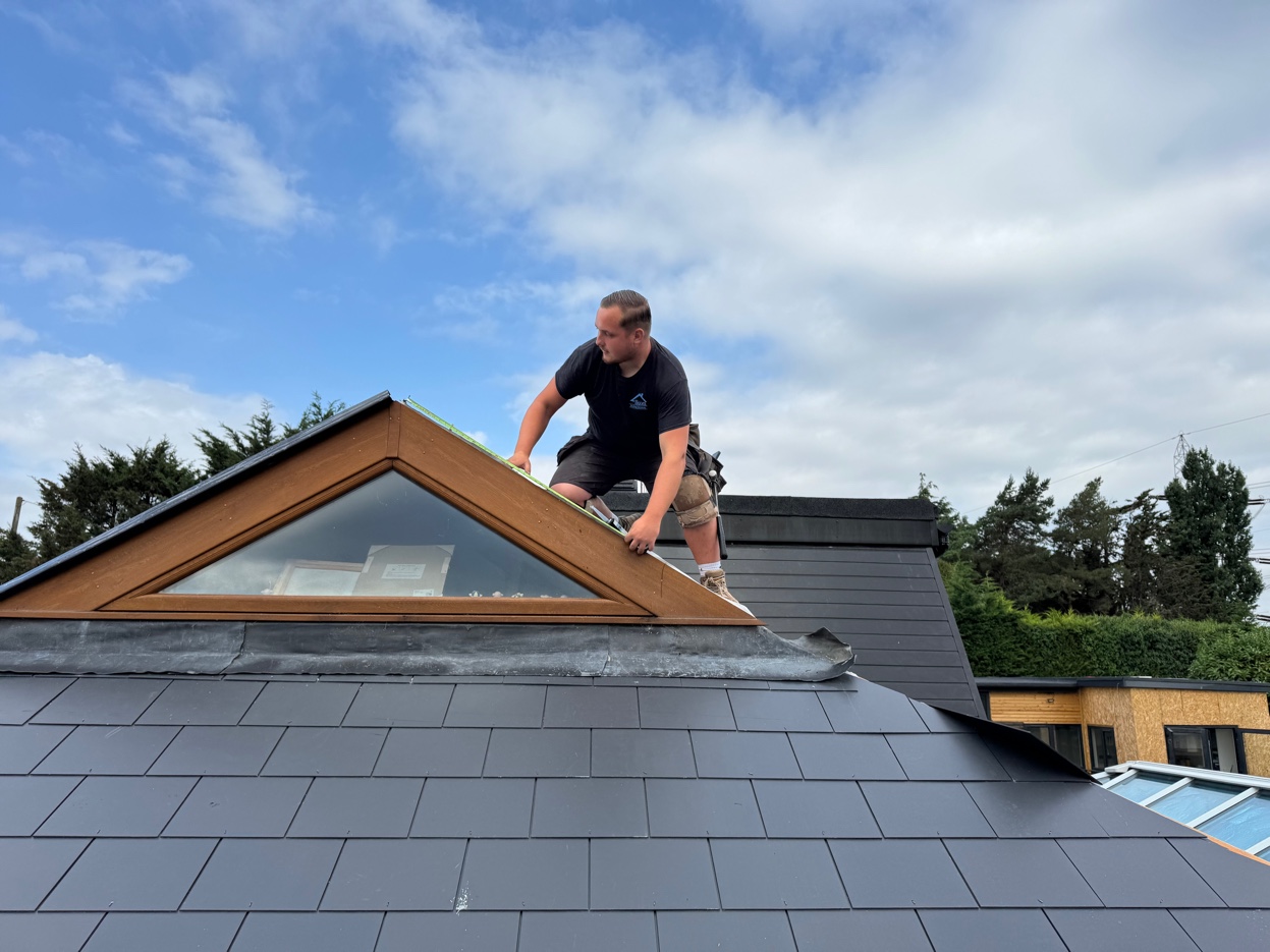 Working on slate ridge line